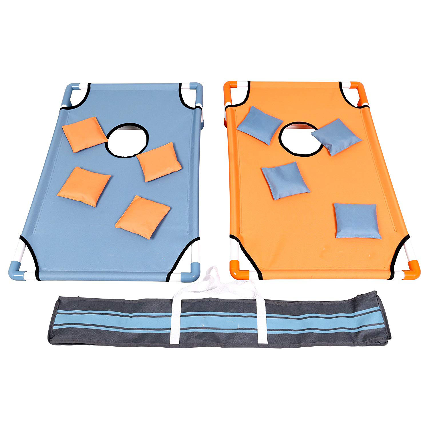 Portable Premium PVC Framed Cornhole Game Set with 8 Double-Lined Bean Bags and Carrying Case - copy
